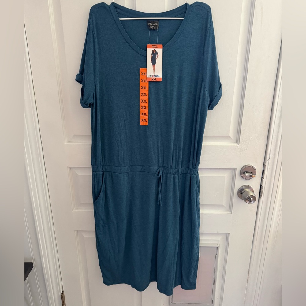 32 Degrees Cool Heather Quiet Teal Casual Dress With Pockets Size XXL NWT - Picture 4 of 7